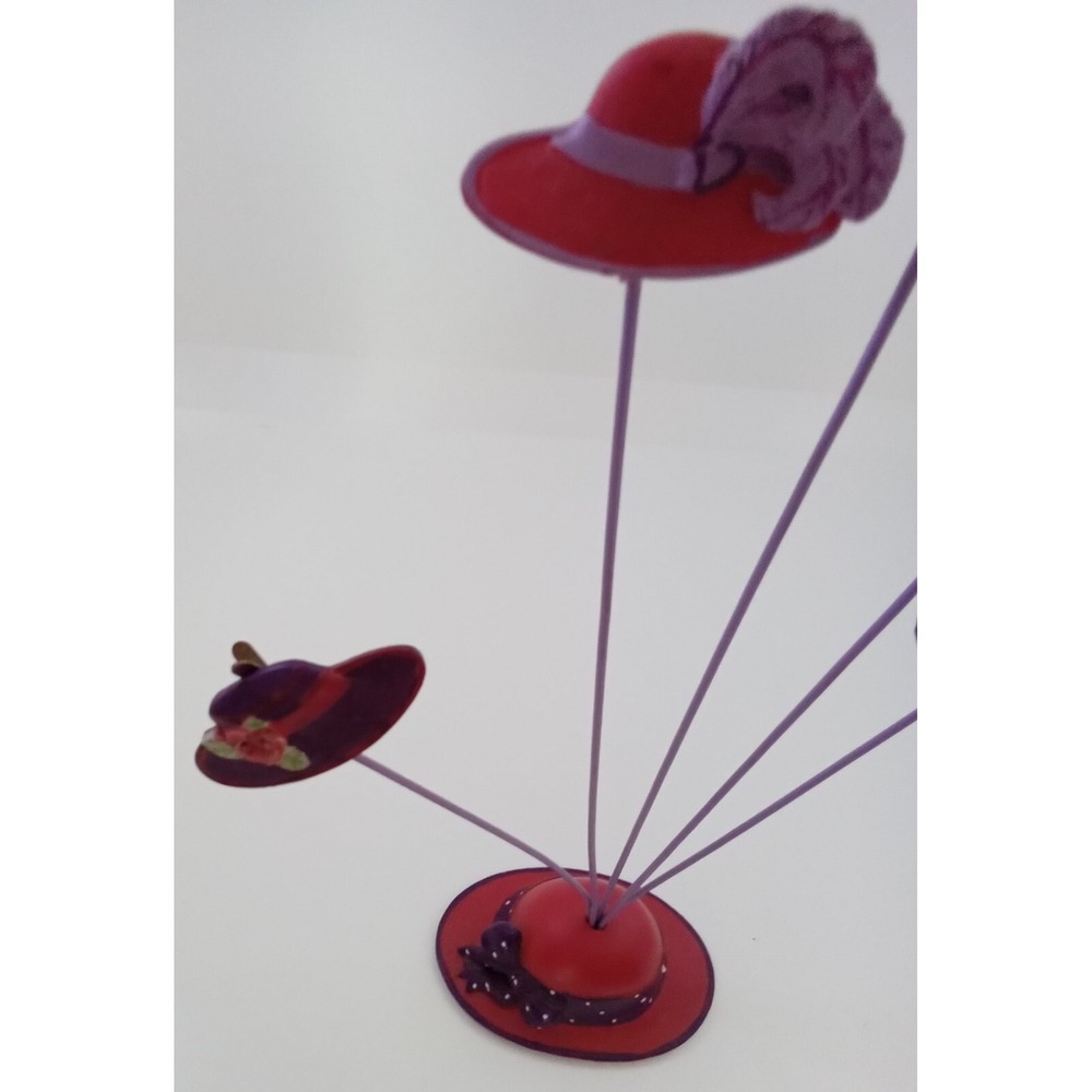 Vintage Red‎ Hat Society Inspired Miniature Hat Display Stand Resin Collectible - Picture 8 of 9